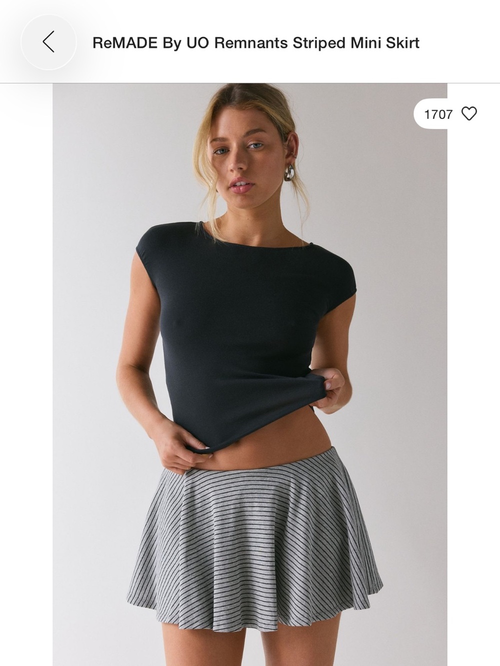 UO reMADE striped mini skirt